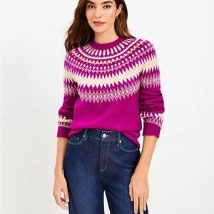 NWT Loft Petite Fair Isle Yoke Sweater